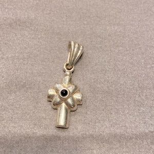 Premier Designs silver and black cross pendant SMALL